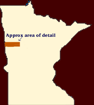 Map of Minnesota showing approximate area of detail above