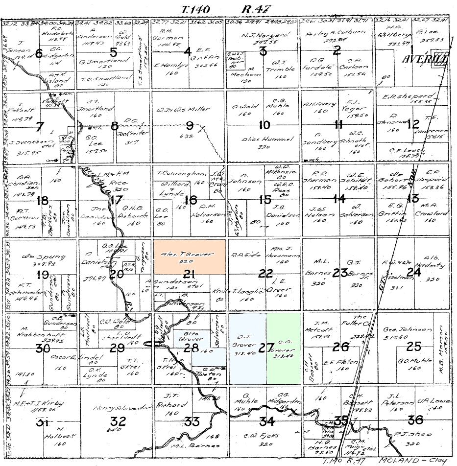 1916 Plat Map of Moland Township