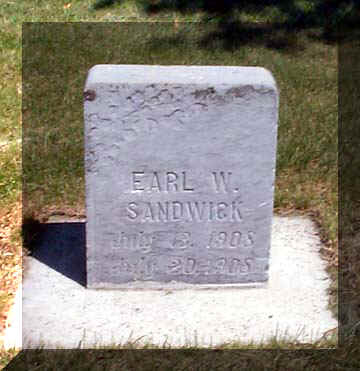 Earl Sandwick headstone (son of Tilde (Grover) Sandwick)