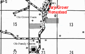 Excerpt of Sheldon township Map showing Tarje and Ole's farms