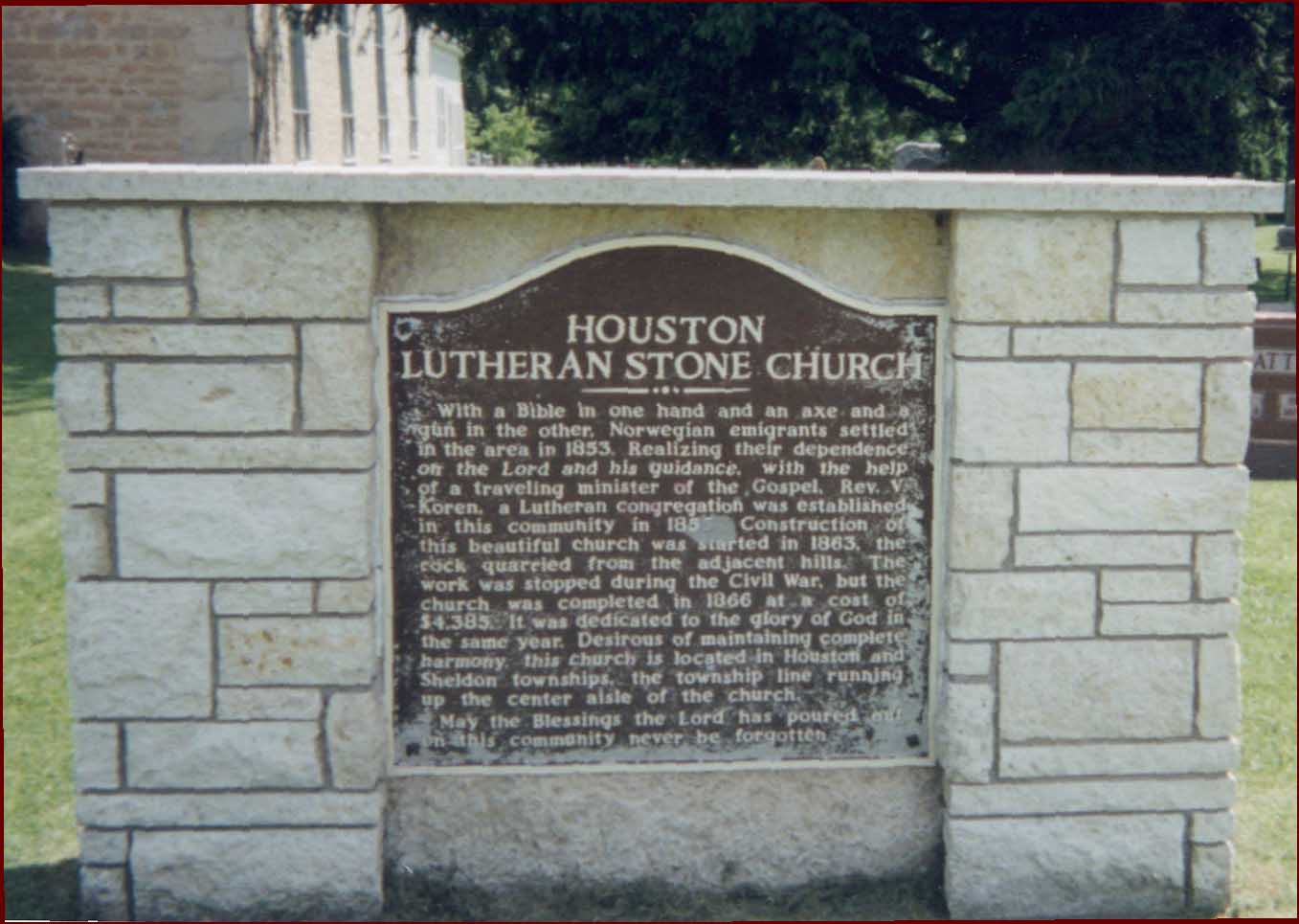 Historical marker at the Stone Church