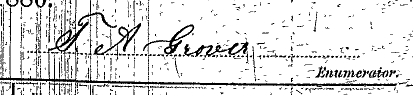 Tarje's signature as enumerator of the 1880 census - Click for census details