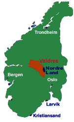 Location of the Valdres Valley in Norway