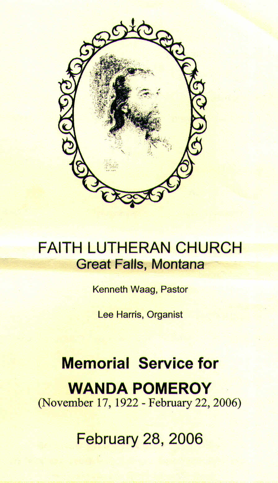 Funeral Program, Page 1