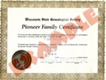 Wisconsin Pioneer Certificate