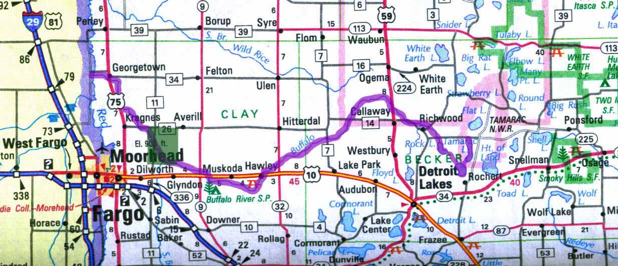 Map showing the Buffalo River and Moland Township